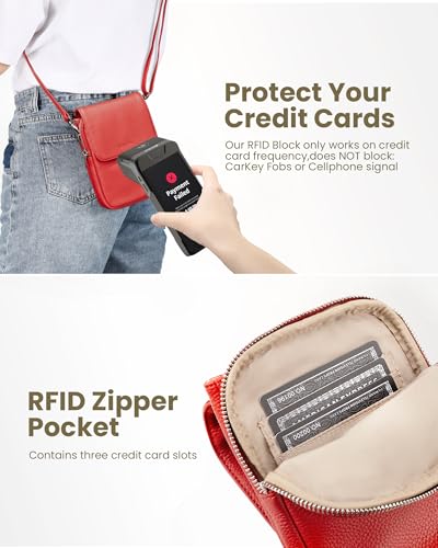 Image of befen Genuine Leather Crossbody Bags for Women, Cell Phone Cross body Purse Bag with RFID Blocking Card Slots