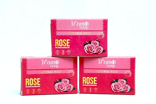 Image of Luxury Soap - Handmade Organic Ayurvedic Bath Bar with Pure Essential Oils for Glowing Skin | Sulfate-Free | For Men & Women (Pack of 3) (3, Rose)