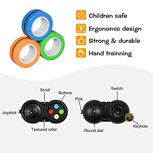 Sensory Fidget Toys Set 7 Pack With Infinity Cube, Fidget Cube, Magnetic Rings, Fidget Gaming Pad, Flippy Chain And More Fidget Game Relieve Stress And Anti-Anxiety For Kids And Adults By Qingler #TOP1