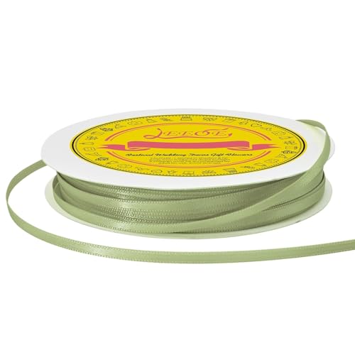 Image of Double Face Spring Moss Satin Thin Ribbon 1 /8 inch X 100 Yards Polyester Spring Moss Ribbon for Gift Wrapping Very Suitable for Weddings Party Hair Bow Invitation Decorations and More