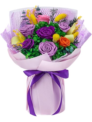 Ramo de rosas Flomoon de alta calidad, flores preservadas con jarrón de diseño y caja de lujo