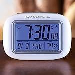 CE Cordless Atomic Alarm Clock, White