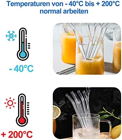 Boba Straw, 8 Pieces 14 mm Boba Straws with 2 Cleaning Brushes, Bubble Tea Straws, Glass, Reusable Straws Made of Glass (Set1)