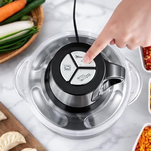 Image of GNEY 3L Electric Food Chopper 300W Powerful Motor, 304 Stainless Steel Bowl, 4D Blades, 3-Speed Food Processor for Meat, Vegetables, Fruits, Nuts, Garlic - Heavy Duty Kitchen Chopper with Accessories