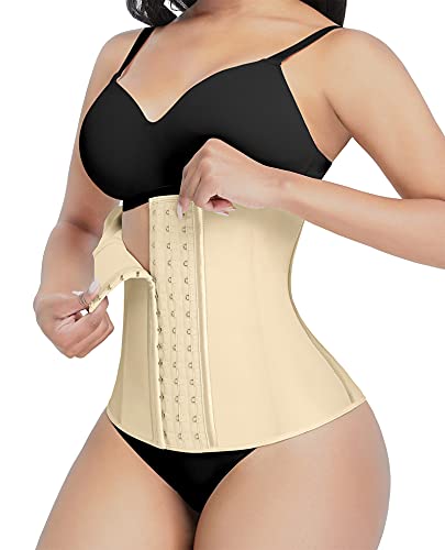 Waist Trainer for Women Plus Size Waist Training Latex Corsets Underbust Tummy Control Waist Trimmer Bustiers XL Beige