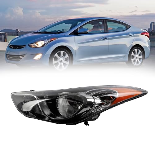 Dasbecan Left Driver Side Headlight Assembly w/Bulbs Compatible with 2011 2012 2013 Hyundai Elantra Front Headlamp Replace# 921013Y000 HY2502161