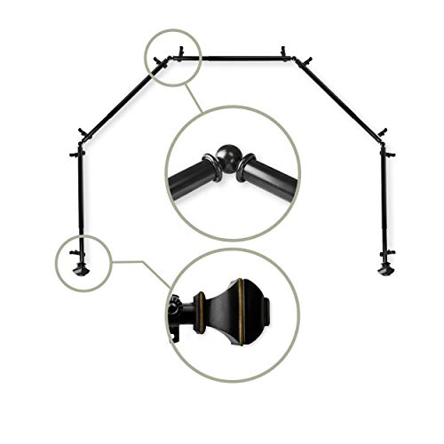 Moyat 5-Sided Bay Window Curtain Rod Black