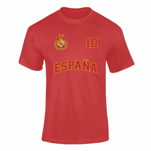 Image of Spain Football Shirt Adults Kids, España Bull Flag Supporter T Shirt Men Women Boys Girls, Red White Match Day Top 2026 Red 7-8 Years Style 3