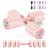MERACH Dumbbell Set of 2, Adjustable Weight, Anti-slip Handle, Macaron Colors, Each 2.2/4.4/6.6/8.8 lbs, 4 in 1 Hand Weights for Women at Home, Pink