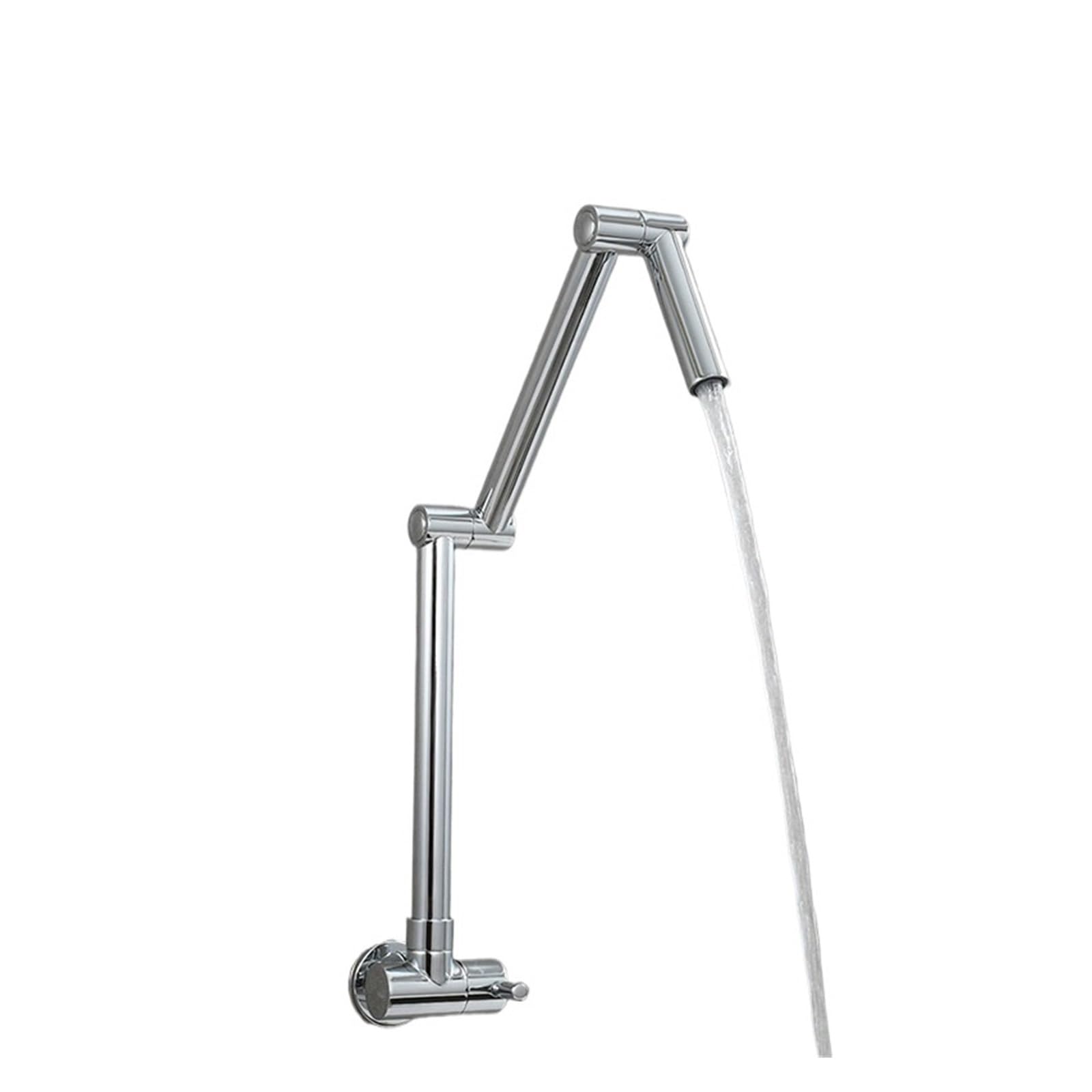 Robinet de cuisine froide mural noir brossé et laiton pliable