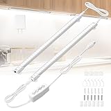 iZELL Under Cabinet Lighting, [2 LED] Linkable Hardwired LED Closet Light Kit, 4 Brightness Cold White 6000K, Skinny Workbench Light Bar with Timing Memory Function, Kitchen Under Counter Lighting