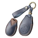 HIBEYO Fit for Gac Aion S Plus New Energy Trumpchi Aion V Y LX 2023 GE3 GA3S Tyrannosaurus Rex Handmade Leather Key Fob Cover Car Accessories Smart Remote Auto Key with Key Chain(Blue)