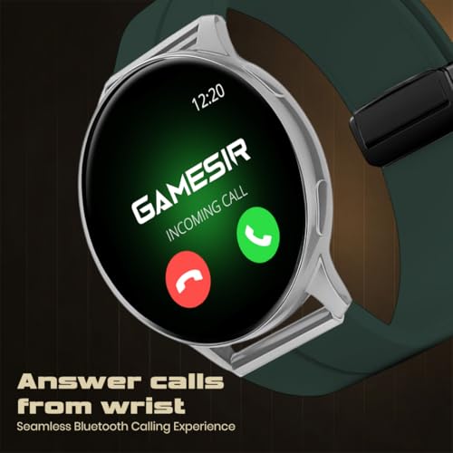 Image of GameSir Evo Vista Smartwatch, 1.39 inch HD Round Display, Bluetooth Calling, Heart Rate & SPO₂, 100+ Sports Modes, IP67, Long Battery Life for Men & Women (Magnatic Green)