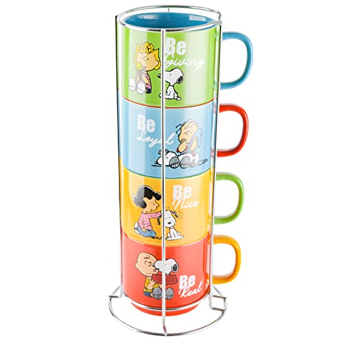 Tasses empilables Snoopy Peanuts en grès avec support lot de 4 - 2