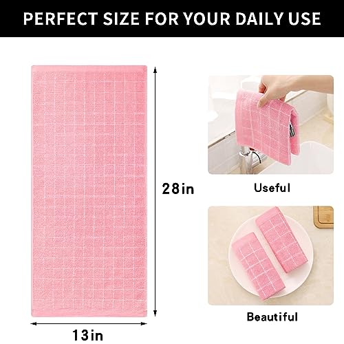 Image of Homaxy 100% Cotton Terry Kitchen Towels, 6 Pack, Pink