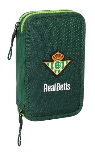 Real Betis BALOMPIÉ - Estuche Escolar Niño, Estuche con Colores, con 28 Útiles Incluidos, Ideal para Niños de 5 a 14 Años, Cómodo y Versátil, Calidad y Resistencia, 12.5x4x19.5 cm, Color Verde