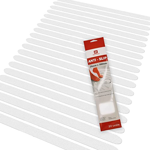 KESTKAS 20 Tiras Antideslizantes 20mm x 380mm Transparentes, Seguridad en Baño, Ducha, Escaleras, Bañera, Pegatinas...