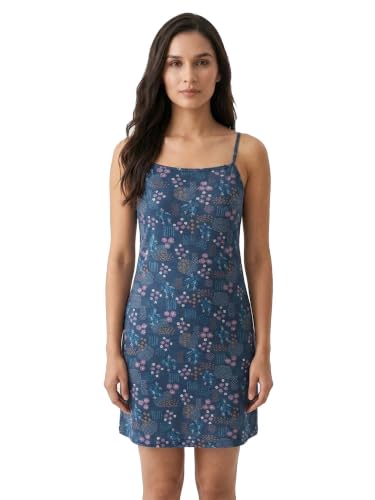 Image of Inner Sense Organic Cotton Nighty for Women Stylish I Above Knee Length Spaghetti with Scoop Neck Design I Adjustable Straps Camisole for Woman to Wear Solo or Layered