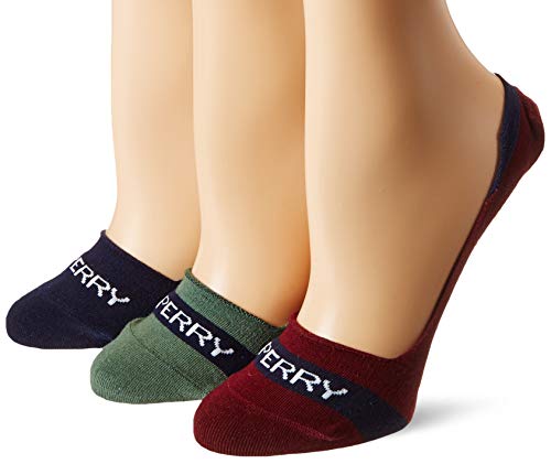 Sperry Top-sider Women's Signature Invisible Liner Socks 3-Pair, Oxblood Red, S/M