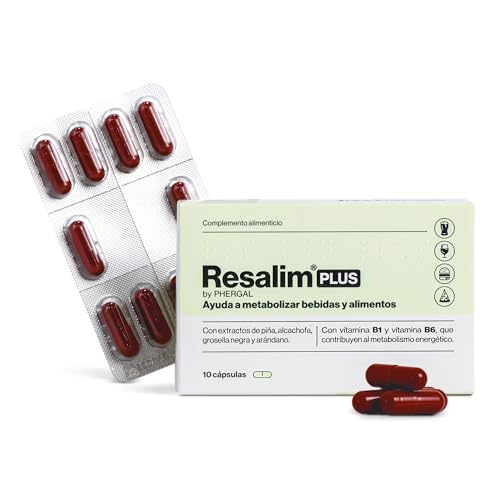 ResalimPLUS - Complemento Alimenticio para Ayudar a Metabolizar Bebidas y Alimentos, Ayuda a disminuir el cansancio y la fatiga - 10 Comprimidos