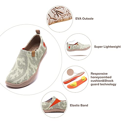 Uin Women's Lightweight Slip Ons Comfort Walking Flats Casual Holiday Art Painted Travel Shoes Chang Thai (9.5) #TOP5