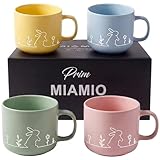 MIAMIO – Ostertassen Set / 4 × 450 ml Keramik Kaffeetassen in Pastellfarben/große Kaffee- und...