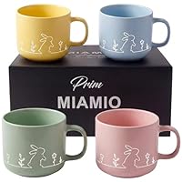MIAMIO – Ostertassen Set / 4 × 450 ml Keramik Kaffeetassen in Pastellfarben/große Kaffee- und Teetassen im modernen Design – Ostergeschenke für Erwachsene und Frauen - Prim Kollektion (Pastel)