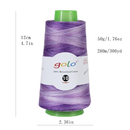Image of golo Crochet Thread Size10 1.76oz 310yd Yarn for Hand Knitting Space-Dyed Yarn D10