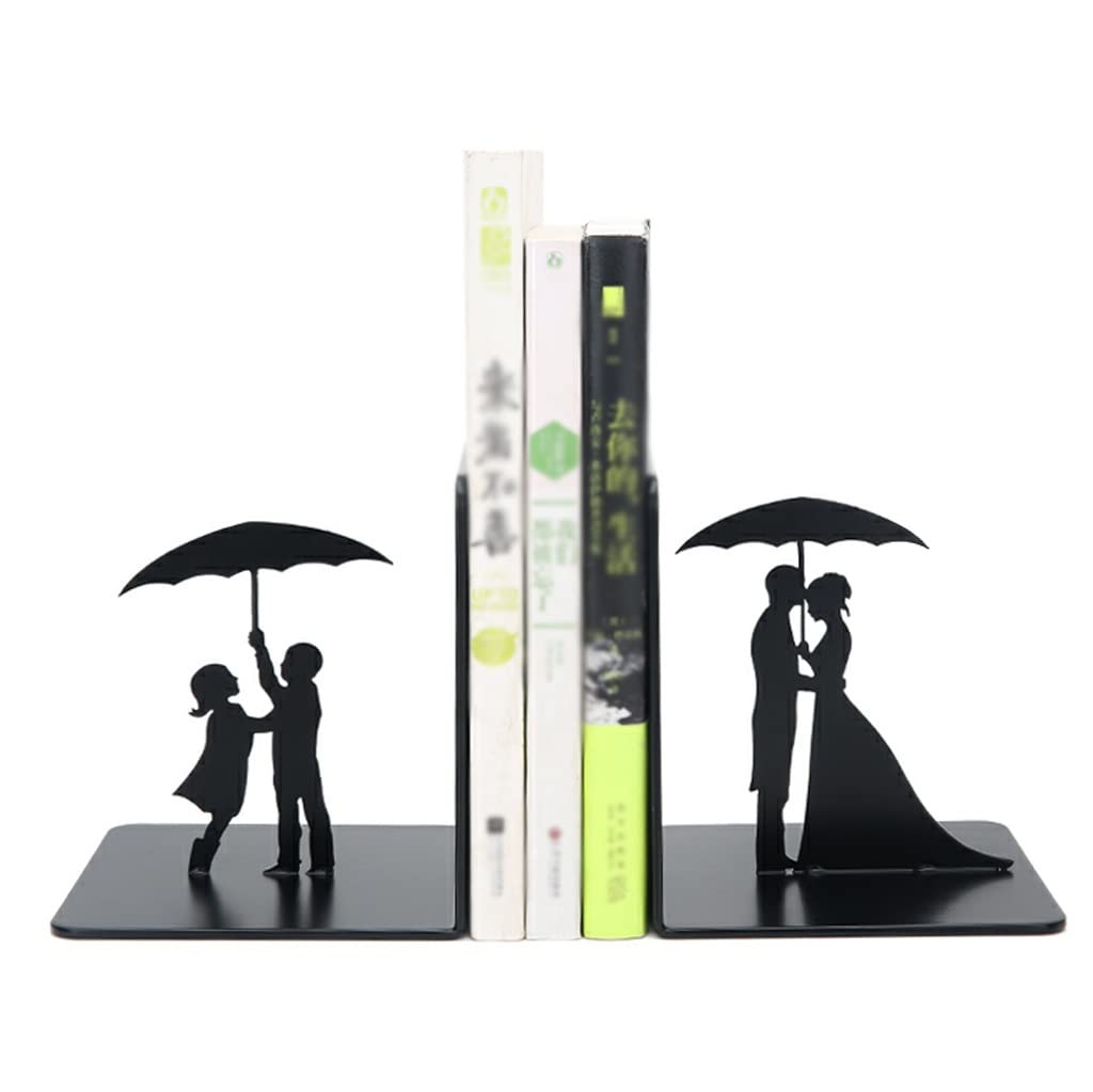 Book Ends Stainless Steel Bookends, Heavy Decorative Book Stoppers With Non-Skid Bottom, Ends For Shelves, Bookend Support Decor For Home Office(B)