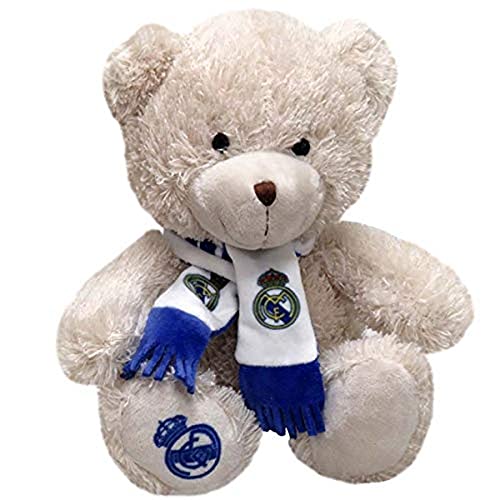 REAL MADRID CF - Oso de Peluche con Bufanda, 20 cm, Producto Oficial (CyP Brands)