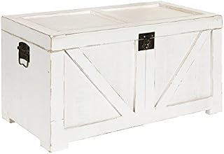 Kate and Laurel Cates Farmhouse Decorative Wood Trunk 14x27.5x14 White