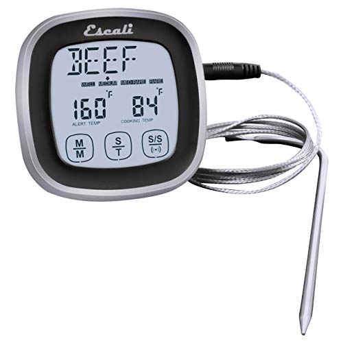 Escali Touch Screen Lcd Display Digital Timer Oven Safe Stainless Steel Probe With Temperature Alert, Black #TOP9