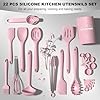 Umite Chef 22-Piece Silicone Cooking Utensils Set, Heat Resistant & Dishwasher Safe Kitchen Tools, Non-Scratch Spatula Set for Nonstick Cookware (Pink) #4