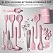 Umite Chef 22-Piece Silicone Cooking Utensils Set, Heat Resistant & Dishwasher Safe Kitchen Tools, Non-Scratch Spatula Set for Nonstick Cookware (Pink)