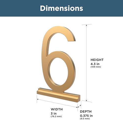 Numéros de maison modernes 6 Franklin Brass en or satiné