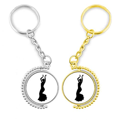 Porte-clés art danse folklorique en métal doré robuste pour trousseau de clés