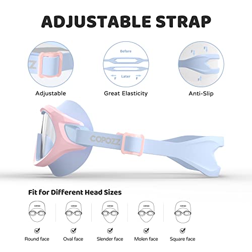 Copozz Swimming Goggles For Kids 6-14, Wide View Youth Swim Goggles No Leaks Antifog Crystal Clear Water Pool Swim #TOP1