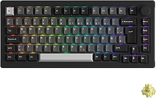 Akko 5075B Plus Mechaniczna Klawiatura Gamingowa ISO-UK/DE/Nordic Multi Tryby BT5.0/2.4Ghz/Typ C, 5 Pin Hot Swap Uchwyt uszczelki PBT Cherry z Pokrętłem Obrotowym, Kompatybilna z Win/Mac/IOS/Android