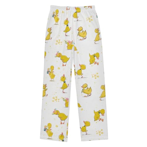 Cartoon Ducks Boys Long Pants Soft Trousers Elastic Waist Kids Lounge Bottoms with Pockets S-XL