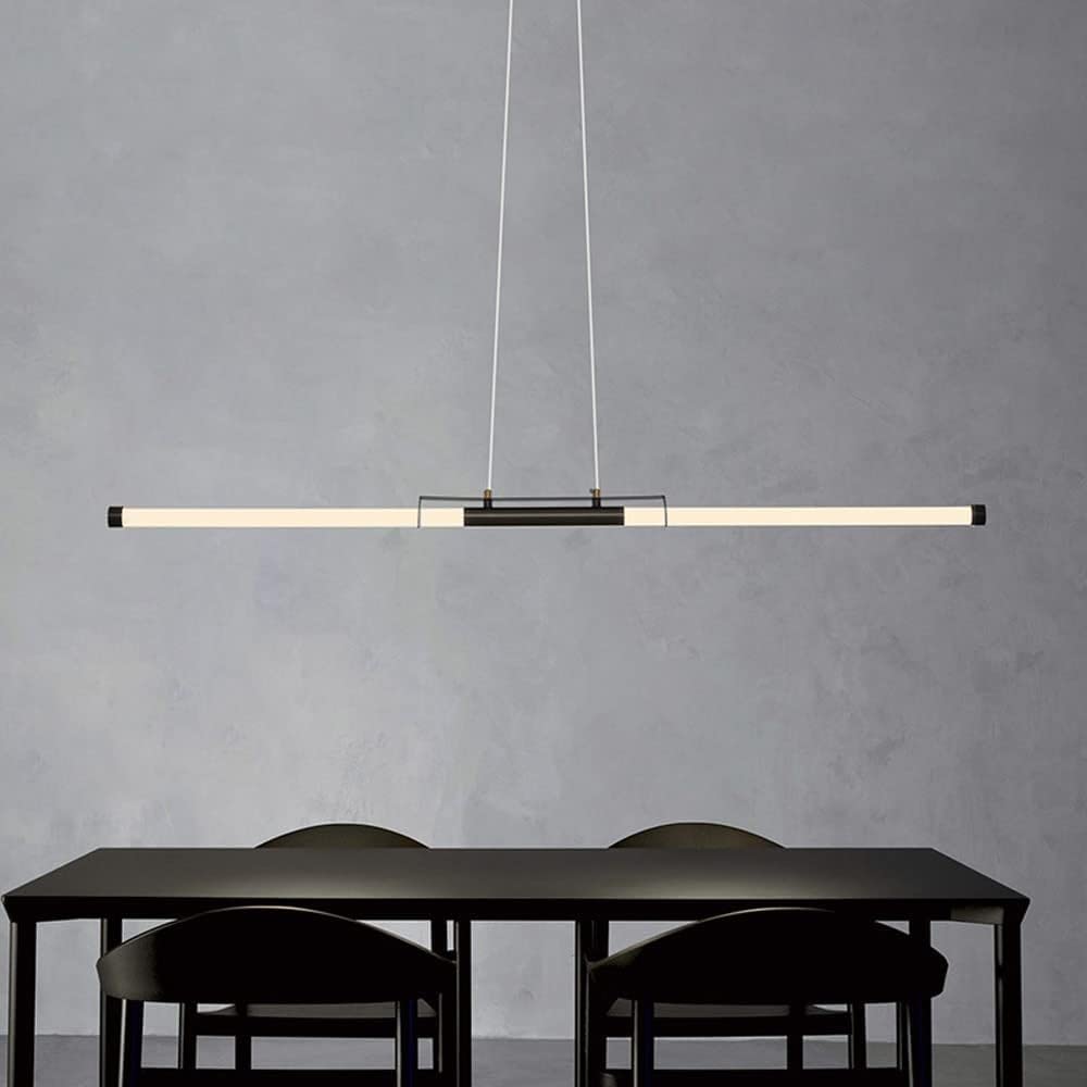 Suspension Led Minimaliste, Lampe Linéaire, Luminaire D'Îlot de Cuisine En Cuivre, Lustre À Longue Bande, Plafonnier, Lampes Suspendues Modernes Pour Table À Manger (Noir, 80 Cm)/Svart/100 Cm