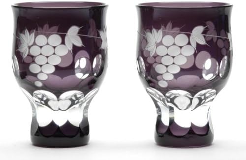 Edo Kiriko Glass Studio Sai Feng grape pattern Shuhai pair M-952-2V