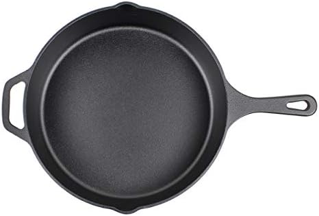 12-Inch Cast Iron Skillet Set (Pre-Seasoned - Extra Deep), Including Large & Assist Silicone Hot Handle Holders , Glass Lid , Scraper | Indoor & Outdoor Use