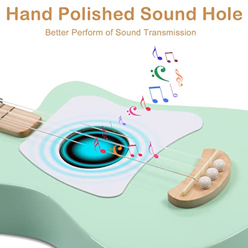 Ktaxon 3 String Acoustic Guitar For Kids, 23 Inch Guitar With Chord Flashcards, Fret Position Marks, Low Pitch Design And Slim Neck Suitable For Ages 3+ Baby, Kid And Children (Green) #TOP3