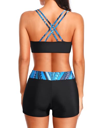 Image of Holipick 3 Piece Tankini Swimsuits for Women Tummy Control Bathing Suits Swim Tank Top with Bra Boy Shorts Teen Swimwear 2026