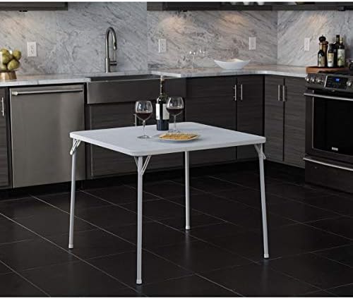 COSCO 34" Square Textured Wood Grain Resin Top Folding Table (Woodgrain White)