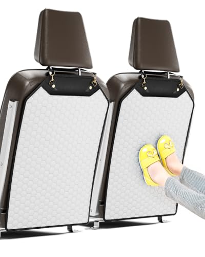 Image of Owleys Kick Mat Back Seat Protector - Car Back Seat Cover for Kids Feet - Waterproof & Sturdy Protector for Upholstery from Dirt, Mud, Scratches and Stain (White 2 pcs)