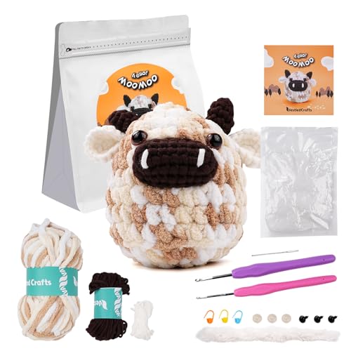 Kit iniziale YUMILI per principianti all'uncinetto, set amigurumi con video tutorial, pacchetto completo da crochet fai da te per bambini adulti