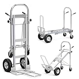 Oarlike Hand Truck, 3 in 1 Convertible Dolly Cart, 1000 LBS Capacity Folding Hand Truck 2 Wheel Dolly 4 Wheel Cart Assisted Hand Truck with 10' Pneumatic Wheel