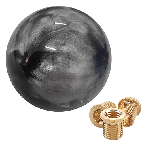 Image of ATNVIDSG Round Ball Marble Style Gear Stick Knob, Universal Manual Shift Knob, Spherical Marble Style Shift Knob with 3 Adapters M8x1.25, M10x1.25, M10x1.5 (Grey)