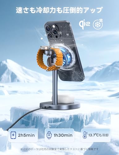 undefined RORRY 新型番Qi2冷却ファン付き3in1ワイヤレス充電器【スマホ熱対策・15W急速・静音設計】magsafe充電器 3台同時に充電 マグネット式 アップルウォッチ充電器 TEC半導体スマホクーラー 充電スタンド 過熱防止 magsafe対応 マグセーフ充電器 ペルチェ素子 For iPhone/AppleWatch/Airpods/Google Pixel 10 デスクワーク/動画視聴 の商品画像 3